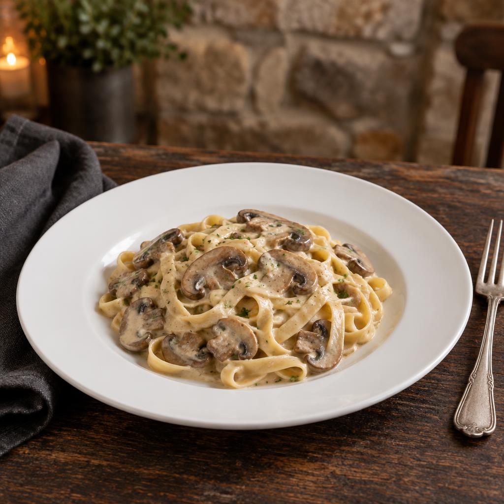 Mushroom Fettuccini – frozen kosher ready meal, Sydney delivery & interstate shipping