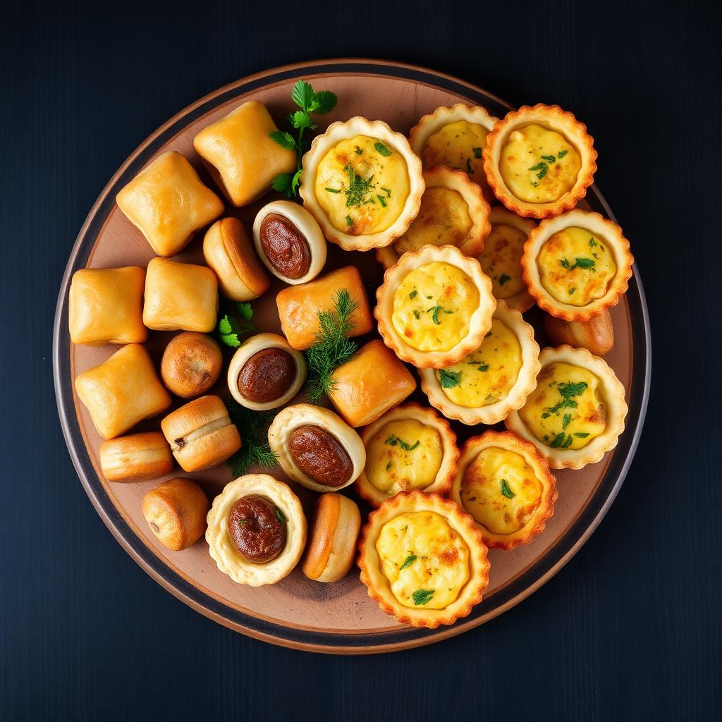 Office catering grazing spread with sandwiches, chicken drumsticks, skewers, Caesar salad, brownies and fruit platter